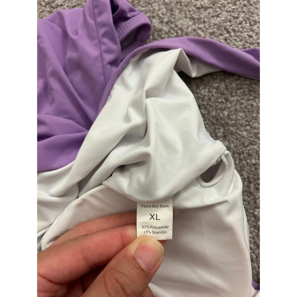 Padre Bay Swim One Piece Swimsuit Womens XL Purple Excellent Ruched V-Back Scoop